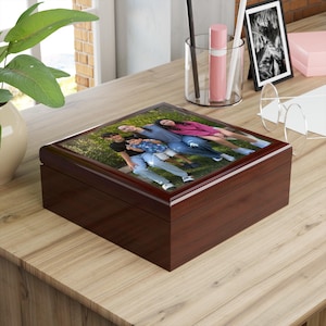 Custom Photo Jewelry Box - Personalized Keepsake Box with Your Picture, Gift for Mom, Anniversary Gift, Wedding or Birthday Present