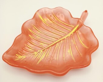 Leaf tray - Red with gold accents - His mercy rescues you