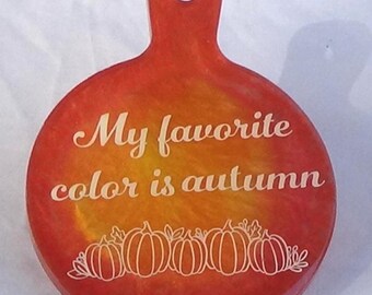 Round mini cutting board - Red, orange & yellow - My favorite color is autumn