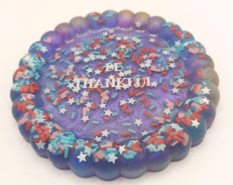 Trinket tray - Blue and purple with patriotic sprinkles - Be Thankful
