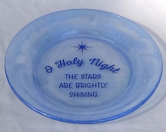 Small plate - Blue with glitter - O Holy Night