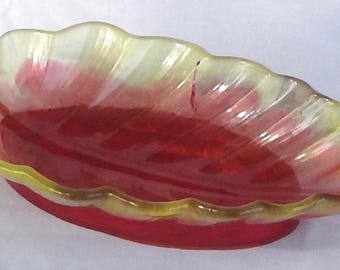Narrow leaf tray -  Red and yellow with hint of brown - My Redeemer Lives