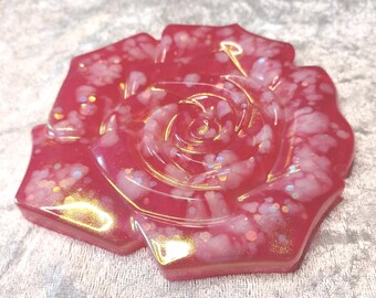 Rose coaster - Pink & white with chunky glitter - God is Good