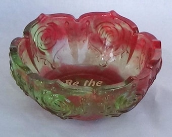Lotus flower bowl - Red and green with glitter - Be the light