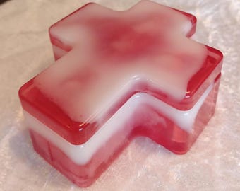 Cross Trinket Box - Red and White - My Redeemer Lives