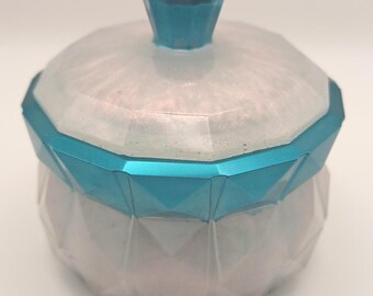 Octagonal Trinket Box Teal Chrome - and Irridescent White - Pray more worry less