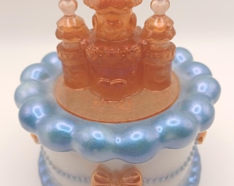 Castle/Cake Trinket Box - Blue, White and Copper - Jesus Loves You