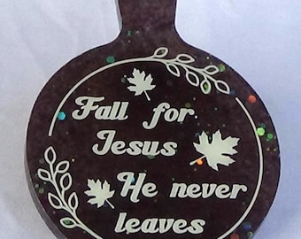 Round mini cutting board - Brown with chunky glitter - Fall for Jesus