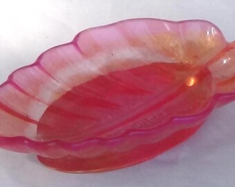 Narrow leaf tray -  Pink and orange with glitter - It is Well with my Soul