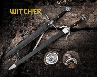 Handmade Witcher 3 Master Sword OF Geralt Of Rivia Feline Steel Silver, Wedding/Anniversary/Birthday Gift for him