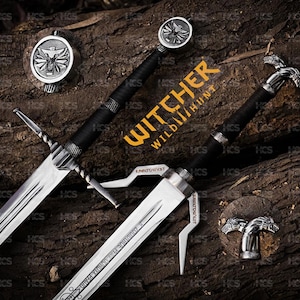 Handmade Witcher 3 Steel & Silver Master Replica Sword: Geralt of Rivia Feline  Personalized Gift for men Christmas Gift