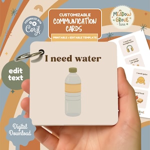 Cartes de communication modifiables pour le langage non verbal | Supports visuels pour autisme | Modèle AAC Corjl pour TSA