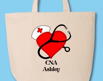 Personalized Nurse Tote Bag, Nurse Gift for CNA , School Nurse Bag,Nurse Graduation Gift, Custom Nurse Bag, Nurse Appreciation, RN LPN A026
