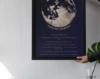 Nurture Yourself Affirmation Poster, Printable Wall Art, Digital Download Self Love Print