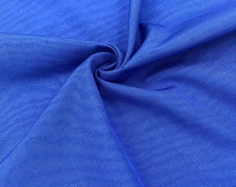 Sax Blue Silk Moire Fabric, Turkish Cotton Blend, Watermark Pattern