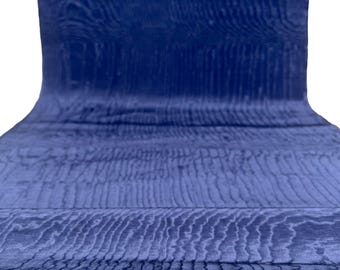 Royal Blue Silk Upholstery Fabric, Moiré Watermark Pattern, Home Textile