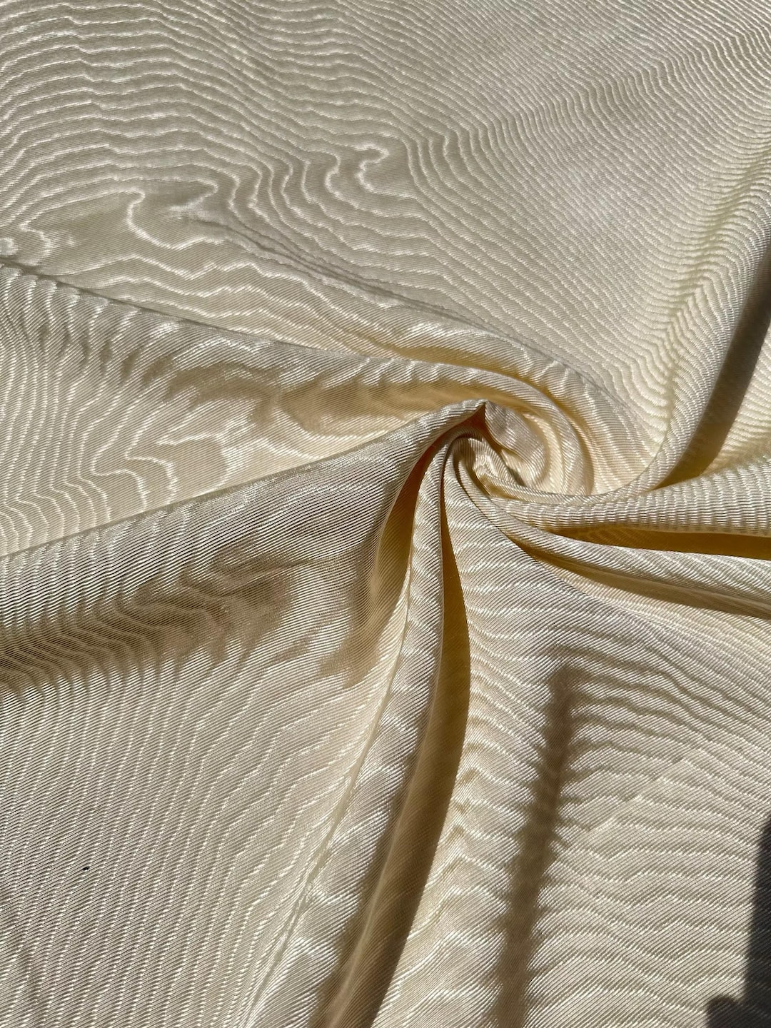 White Silk Moiré Fabric, Luxury Home Textile, 19.7