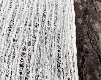 Linen Cotton Fabric, Handwoven, Knitted Look, Natural Fabric By The Yard.