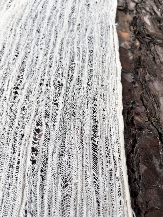 Linen Cotton Fabric, Handwoven, Knitted Look, Natural Fabric By The Yard.