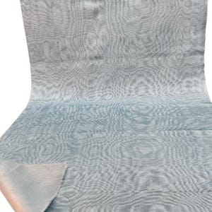 Light Blue Silk Moire Fabric, Luxury Home Textile Fabrics, Interior Fabric, Moiré, Watermark Pattern Silk, Designer Fabric.