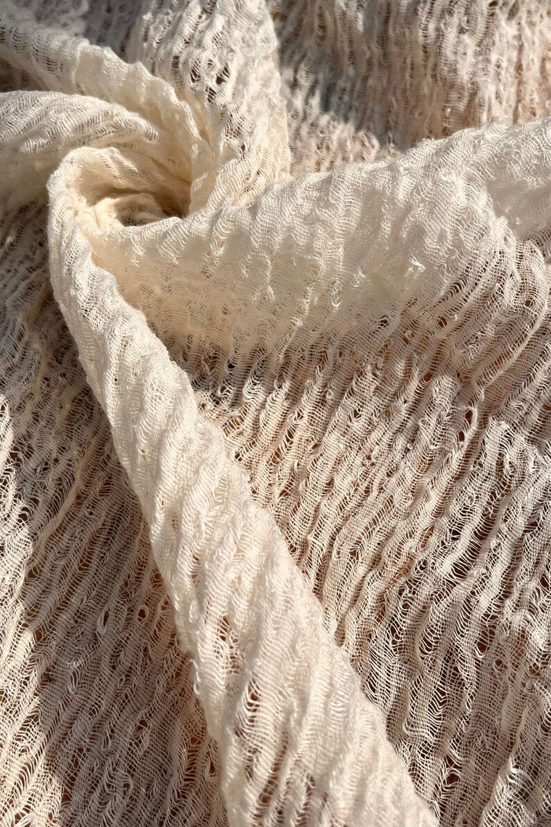 Hand-Loomed Cotton Linen Fabric By The Yard – Natural Semi-Sheer (115cm Wide) image 11