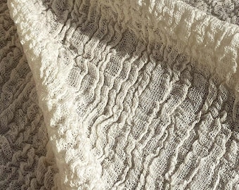Ivory Crinkle Gauze Fabric | 100% Organic Cotton, Lightweight