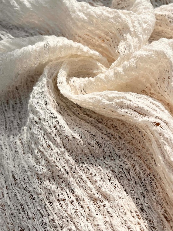 Hand-Loomed Cotton Linen Fabric By The Yard – Natural Semi-Sheer (115cm Wide)
