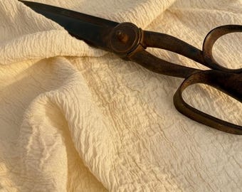 Handwoven Undyed Cotton Fabric - Crinkle Textured Sewing Material by the Yard