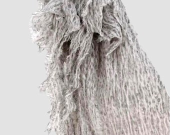 Sheer Linen Cotton Fabric by the Yard,  Wrinkled Fluffy, Natural Beachwear Tailoring