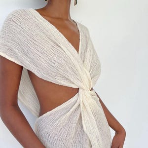 Hand-Loomed Cotton Linen Fabric By The Yard – Natural Semi-Sheer (115cm Wide) image 2