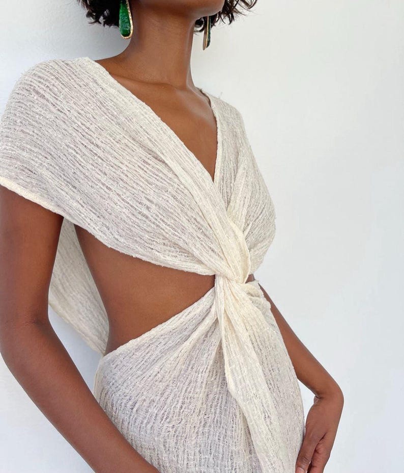 Hand-Loomed Cotton Linen Fabric By The Yard – Natural Semi-Sheer (115cm Wide) image 2