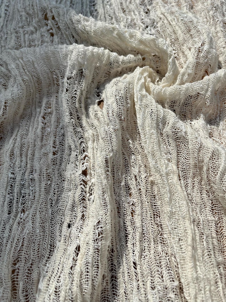 Tessuto di lino e cotone, tessuto a mano, aspetto lavorato a maglia, tessuto naturale tagliato su misura. immagine 10
