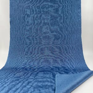 Indigo Blue Silk Moire Fabric, Luxury Home Textile Fabrics, Interior Fabric, Moiré, Watermark Pattern Silk, Designer Fabric.