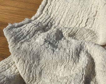 Handwoven Undyed Cotton Fabric - Crinkle Textured Open Weave
