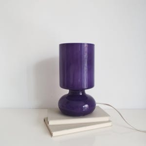 Vintage purple desk lamp, IKEA Lykta lamp, glass table lamp, space age mushroom bedside lamp, home decor, lighting IKEA