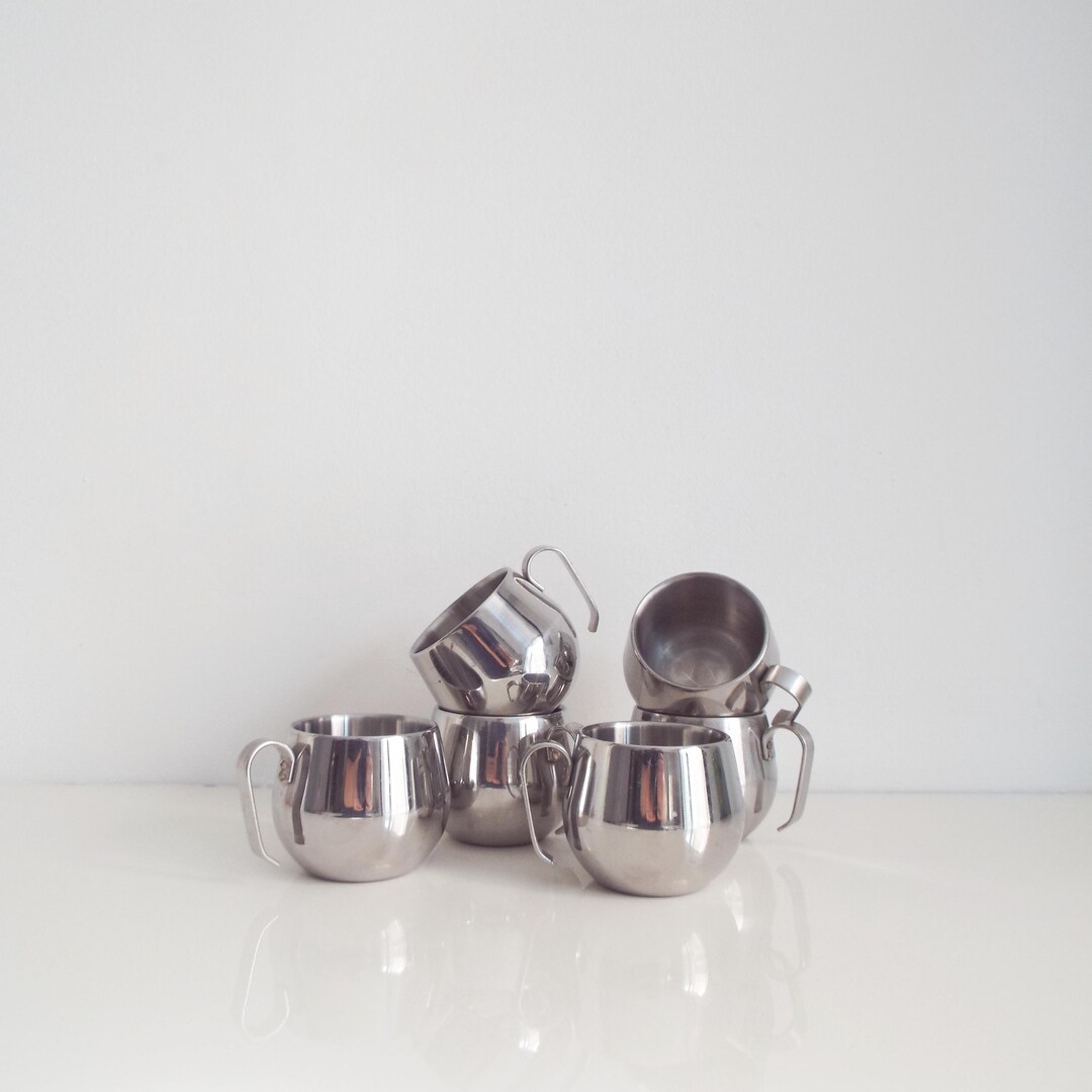 Vintage Inox Espresso Cups: Set of 6 Italian Demitasse Mugs - Etsy
