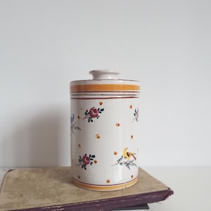 Old Italian kitchen jar, antique ceramic storage from Italy, handpainted canester container, kitchen storage, kitchen decor
