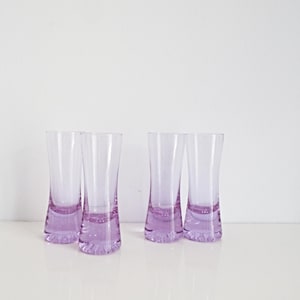 Mid Century Purple Cocktail Glasses: Heavy Footed Retro Barware, Set of 4