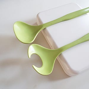 Citroengroen saladeservies: bestek bestek groenten plastic grote vorklepel keukengerei