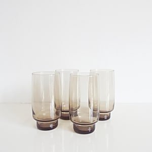 Rauchbraune Lowball Gläser: Mid Century Modern Barware, 4er Set