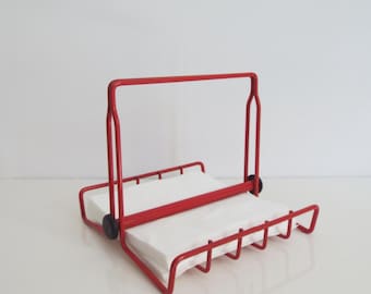 Vintage servethouder van rood metaaldraad: bedraad tafeldecor Italiaans servies