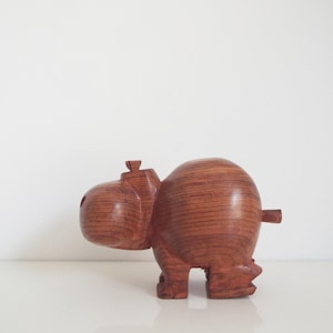 hippopotame en bois vintage, figurine animal, statue d&#39;hippopotame, sculpture d&#39;hippopotame, décoration, collection d&#39;objets de collection, miniature d&#39;hippopotame