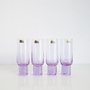 Mid-Century Purple Cocktail Glasses: Set of 4, Heavy Footed Retro Barware