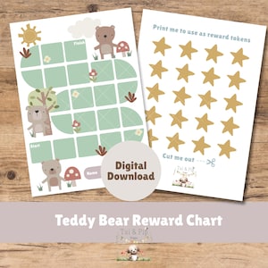Teddy Bear Woodland Reward Potty Chart for Kids | Printable PDF | Digital Download | A4 Behaviour Tokens