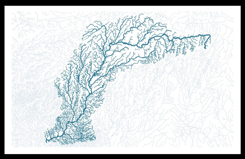 Upper White River Watershed Map - Etsy