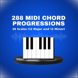 288 Midi-ackordprogressioner för pianorulle, 24 skalor. För musikproducenter