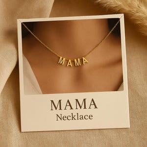 Collar MAMA dorado / Collar con letras de acero inoxidable para mamá / Joyería minimalista delicada / Regalo para el Día de la Madre / Collar con colgante para mamá