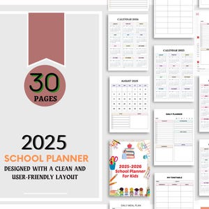 2025-26 Schulplaner Für Kinder - Lernplaner - Lesetagebuch - Legeplan - Legespuren - Planer druckbar - Sofort Download