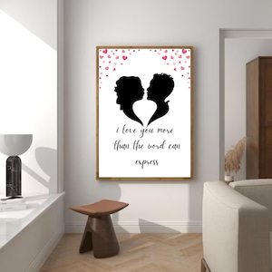 Romantic Retro Couple in Love Poster, Classic Floral Canvas Art, Idyllic Wall Art for Lovers, Elegant Valentine&#39;s Day Decoration