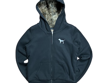 Victoria's Secret PINK Sequin Graphic Fur Lined Zip-Up Hoodie - S